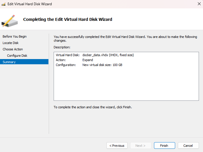 Summary of the VHDX disk expansion